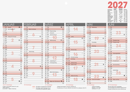 Tafelkalender 2027 din - din, quer