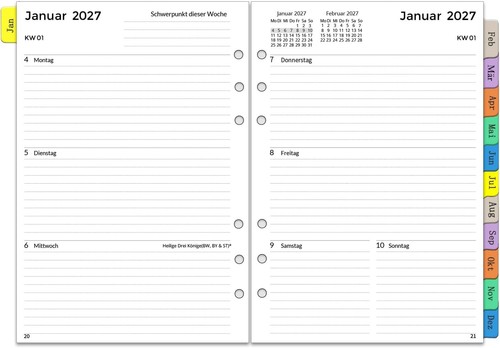 2027 wochenplaner einlage 6 - wochenplaner, a5