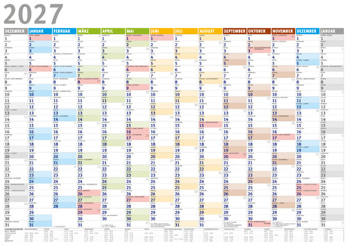 Wandkalender 2027 din - din, a3